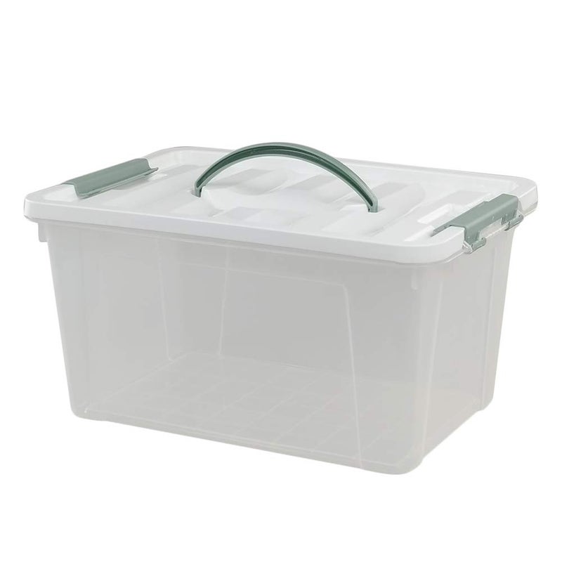 Saedy 14 Quart Latching Box, Great Funtionality Plastic Storage Bin with Lid, Clear Transparent Box with Handles - Image 1